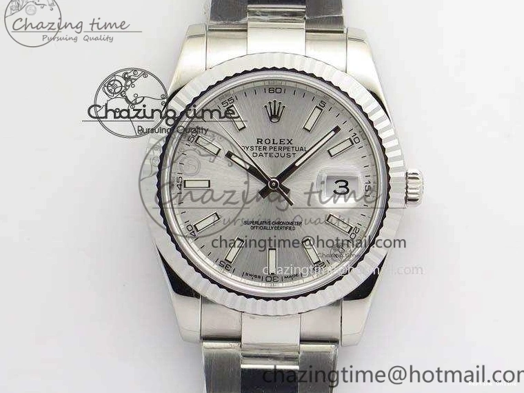 0406 EasyCare DateJust 41mm 126334 Noob 1:1 Best Edition Fluted Bezel Silver Dial On SS Oyster Bracelet A 3588